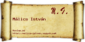 Málics István névjegykártya